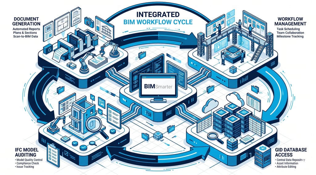 Cycle BIM automatise avec 4 outils connectes pour le Luxembourg et la Belgique