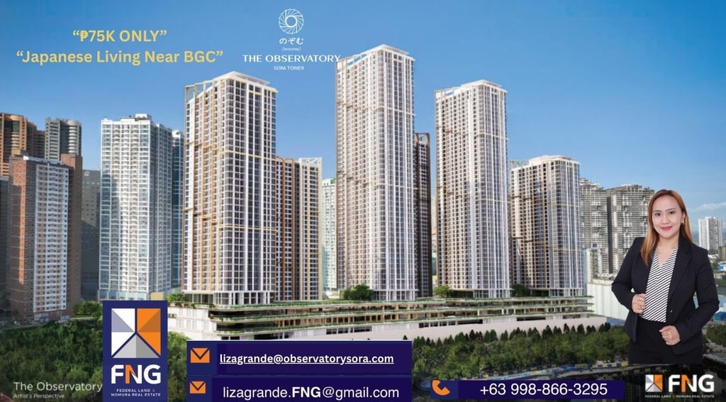 75k Reservation Japanese Living near BGC The Observatory Sora Tower Mandaluyong