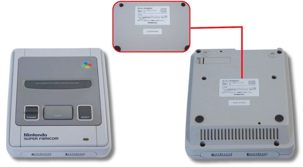 Console Super Famicom versão Japonês de 1990 com a caixa + manual