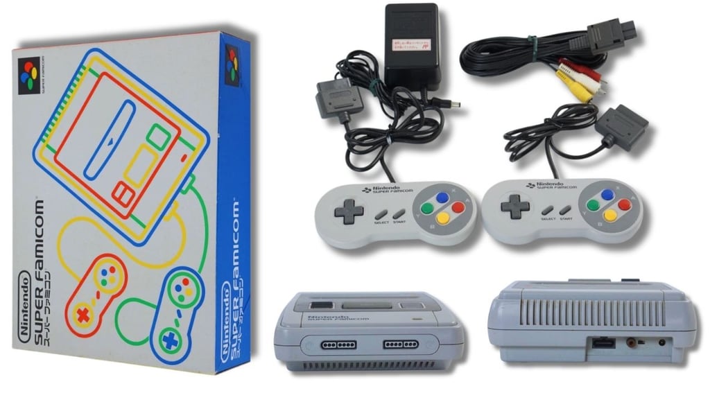  Console Super Famicom versão Japonês de 1990 com a caixa + manual