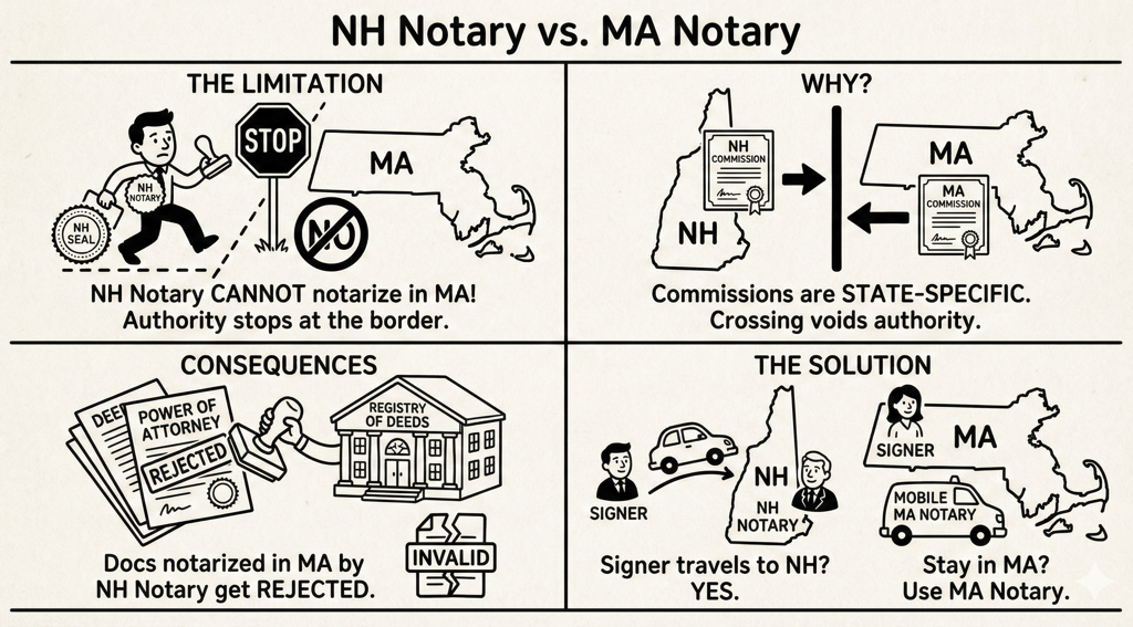 Massachusetts notary public notarizing documents
