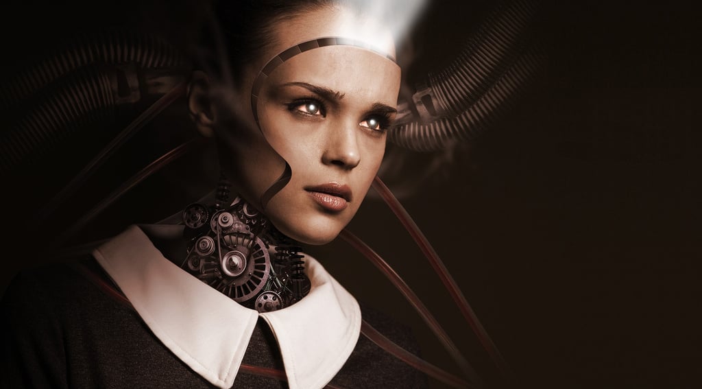 A woman connected to AI Interface