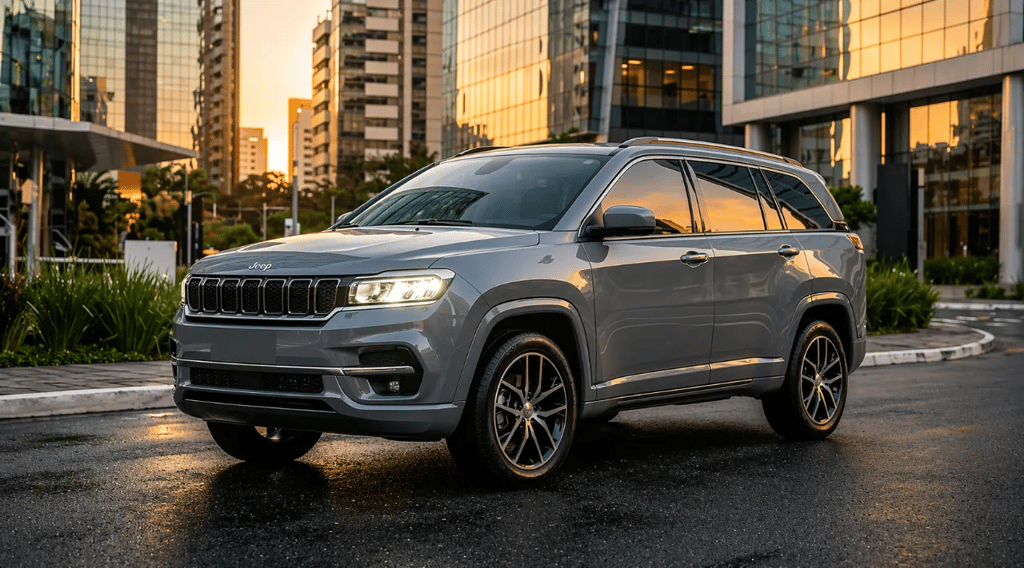 carro de 7 lugares no Brasil em 2026 mostrando o alto custo e SUV moderno urbano
