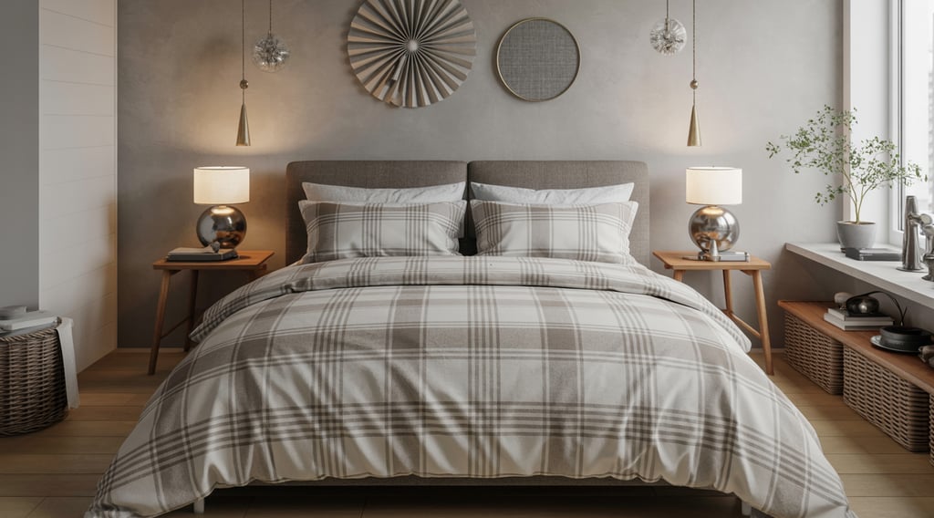 a bed with a bed and a lamp