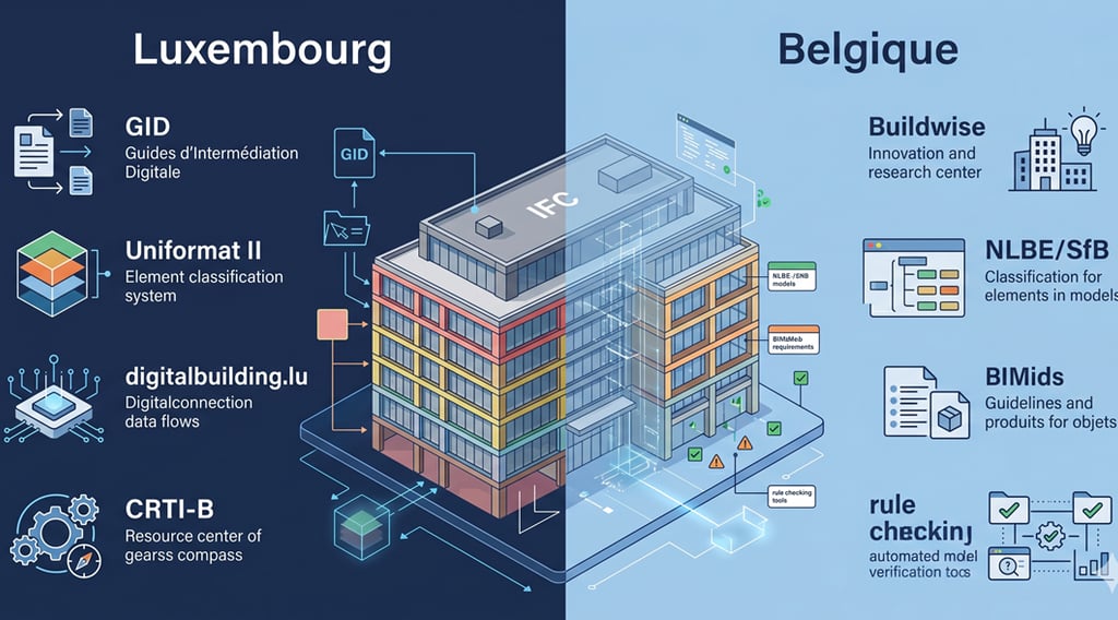 Collaboration BIM transfrontalière Belgique Luxembourg avec modèle 3D partagé