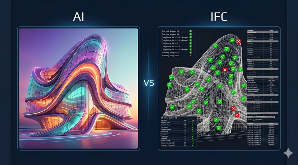 Comparaison rendu IA ALLPLAN 2026 vs audit IFC avec vérification des propriétés BIM