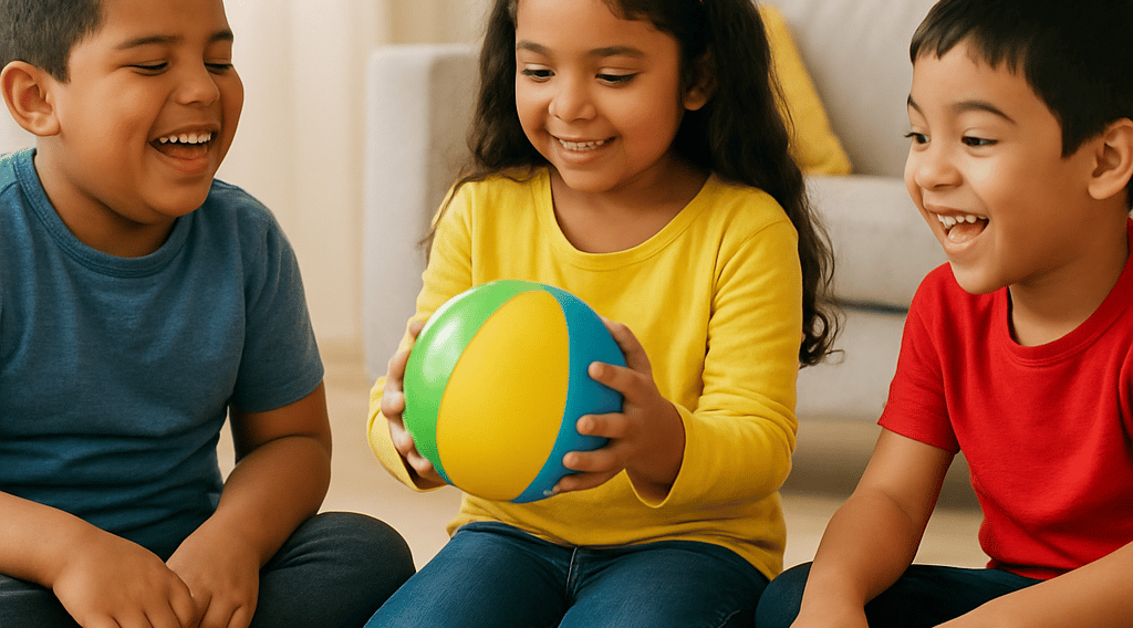 A warm, inclusive illustration showing a diverse group of families and children engaging in supportive therapy activities together.