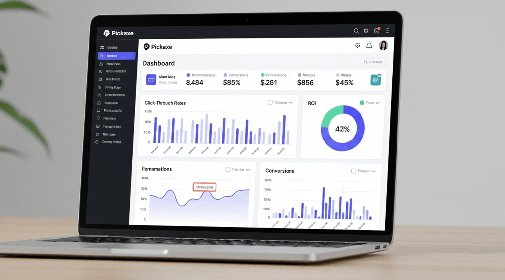 Close-up of Pickaxe AI data dashboard with charts