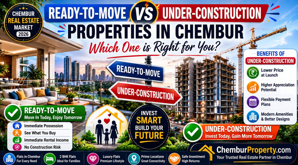Comparison of ready-to-move and under-construction apartments in the Chembur real estate market.