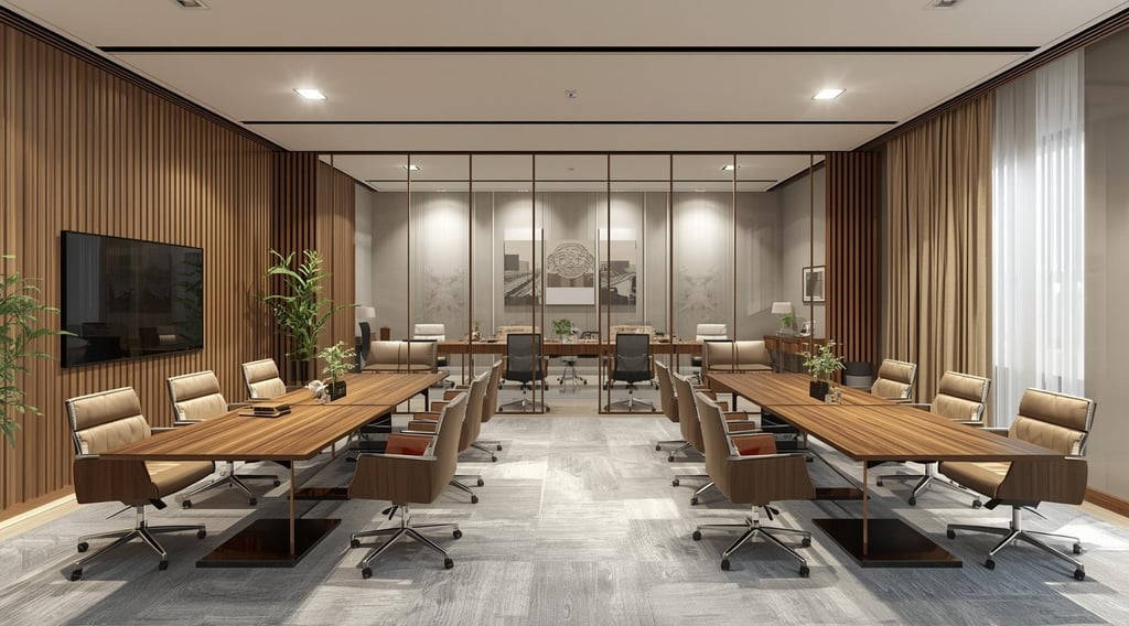 Modern office furniture in Dubai is moving towards modular designs, adjustable desks, and smart work
