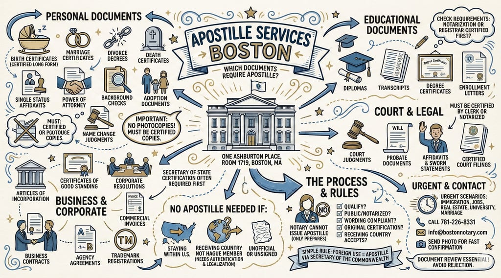 Which documents are required to be apostilled?