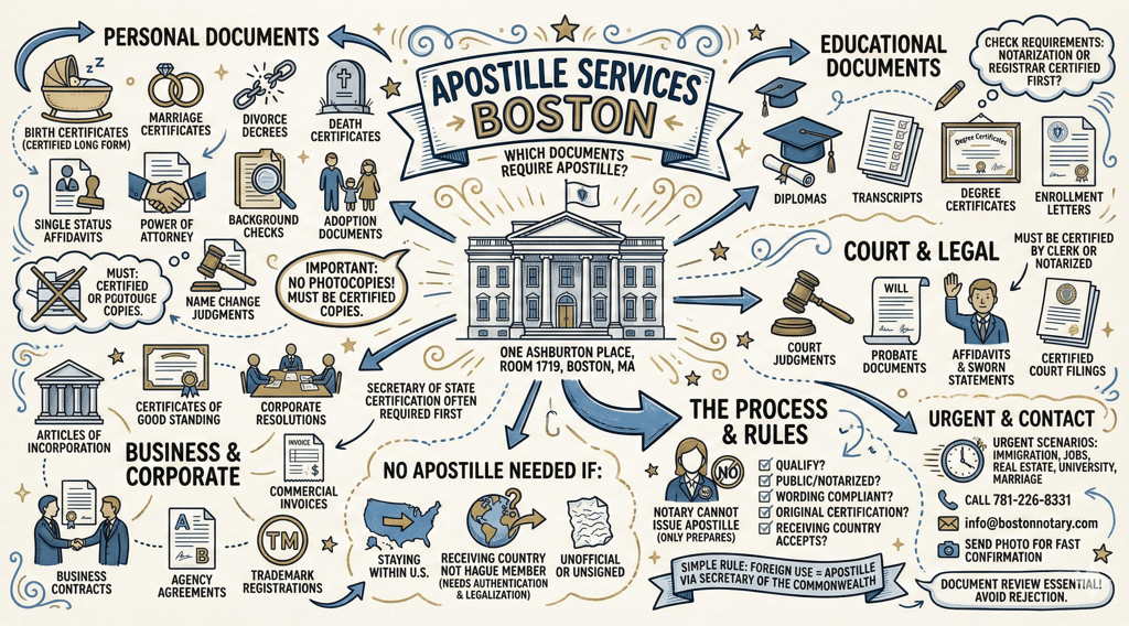 Which documents are required to be apostilled?