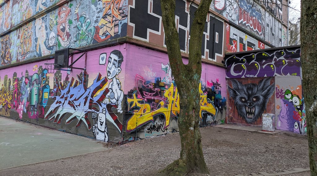 Street art in Sternschanze Hamburg with graffiti walls and urban scene, Graffiti und urbane Kunst im Viertel