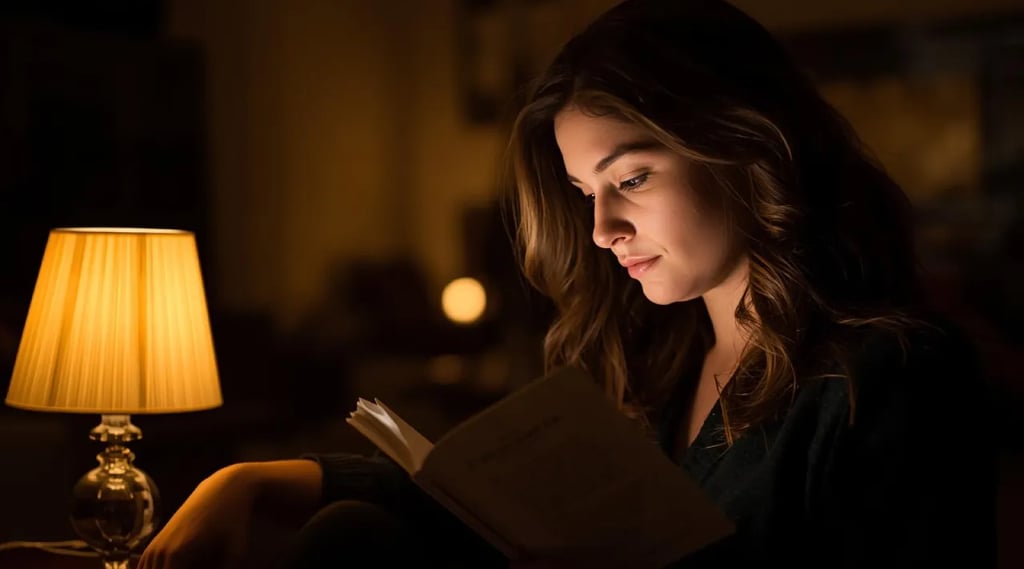 A young girl reading an ebook The Flame of a Billion Dreams.