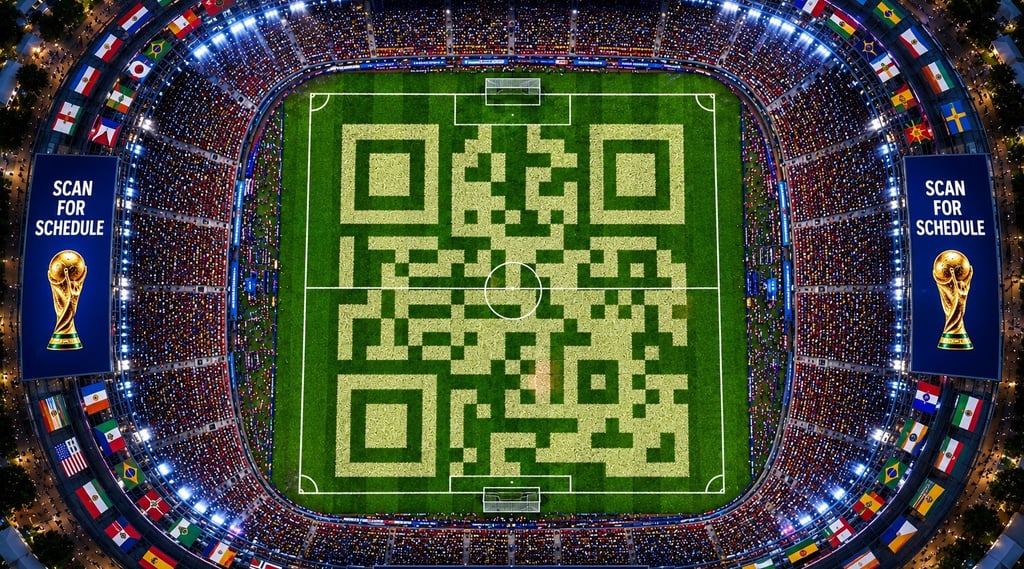 world cup soccer 2026 schedule QR code in soccer fiels style