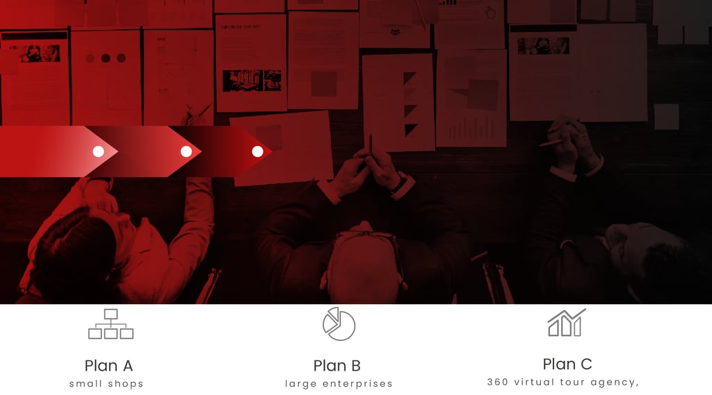 Overhead view of three business plans