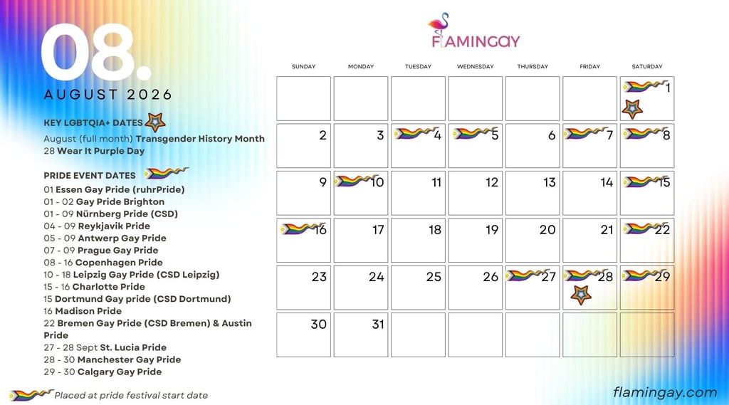 LGBTQIA+ 2026 key event dates AUG 2026