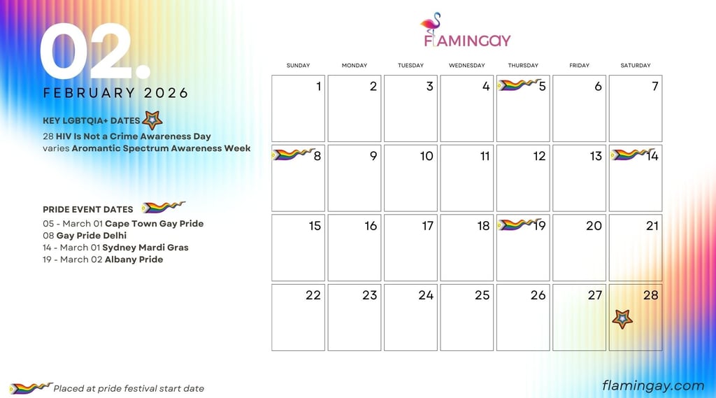 LGBTQIA+ 2026 key event dates FEB 2026