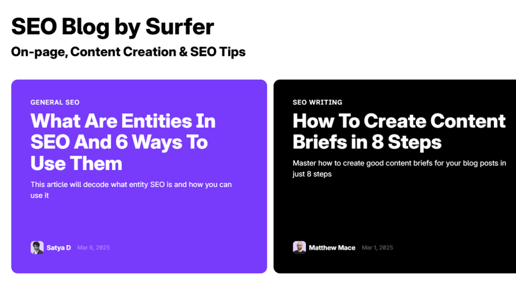 Image text of surfer seo blog