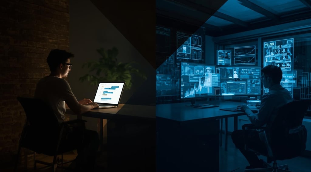 Comparison between isolated AI chatbots and collaborative AI agents in workspace