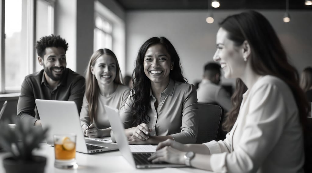 a group of people sitting around a table