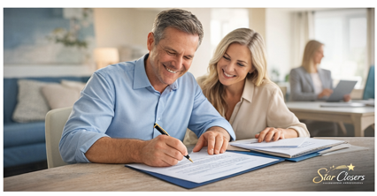 fsbo seller signing real estate contract after accepted offer