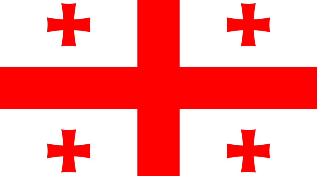 Georgia's national flag featuring red cross on white background, highlighting the country's appeal 