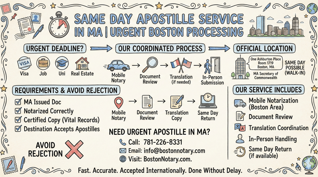 Massachusetts apostille certificate issued at One Ashburton Place Boston