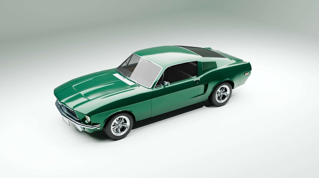 Top down corner angle of a 1968 Ford Mustang Billit.