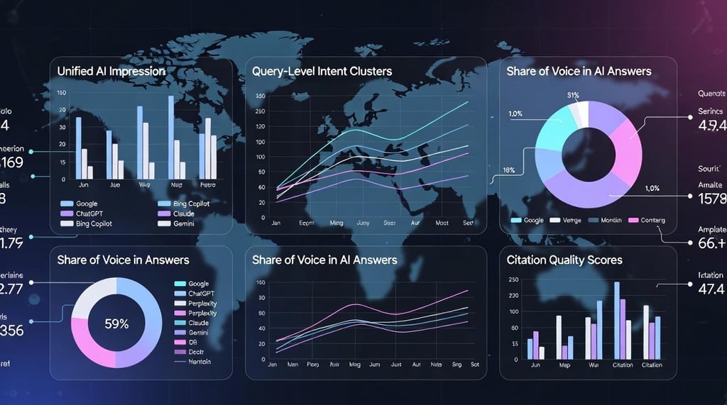 Modern SEO analytics concept showing multiple AI search platforms and citation tracking