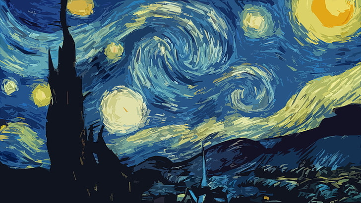 the starry night painting - by Van Gogh