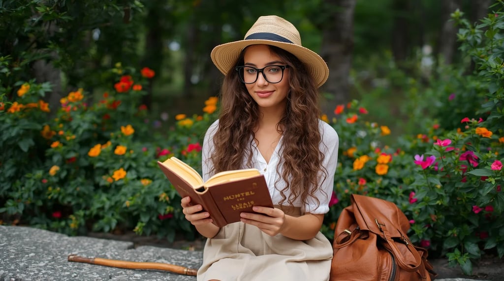lady traveller reading book