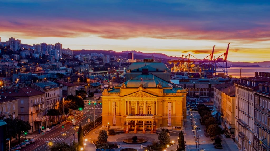 over view of old town Rijeka, Croatia