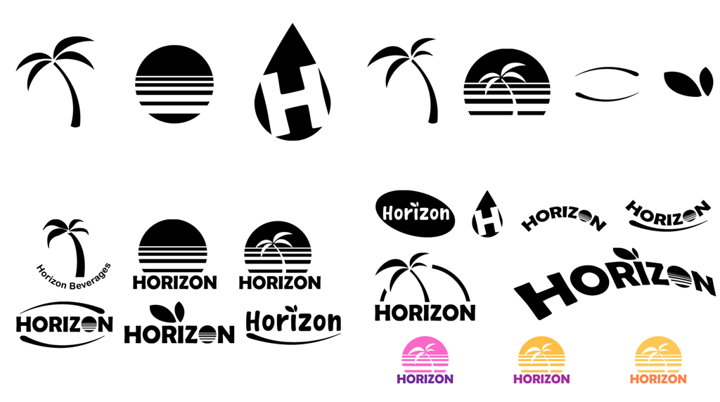Logo developments for Horizon Beverages' logo