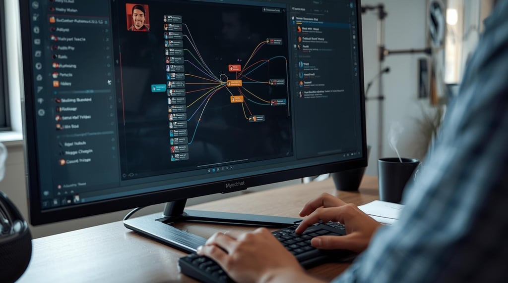 ManyChat visual flow builder interface on computer screen