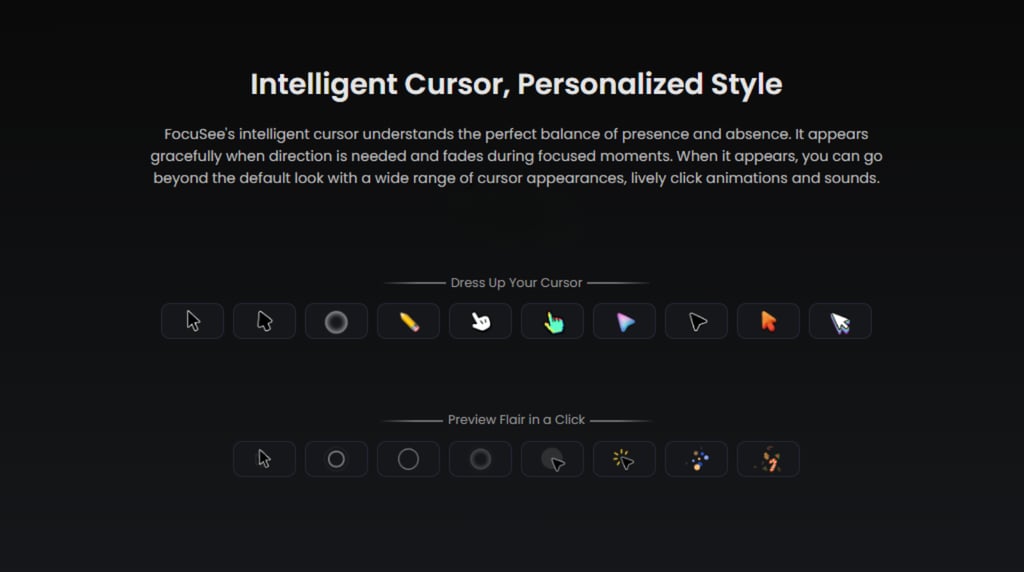 Intelligent Cursor customization options and styles