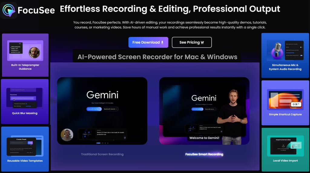 FocuSee transforms traditional screen recording with AI-powered editing that works in real time.