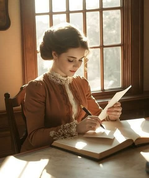 imagem de uma mulher revisando um texto