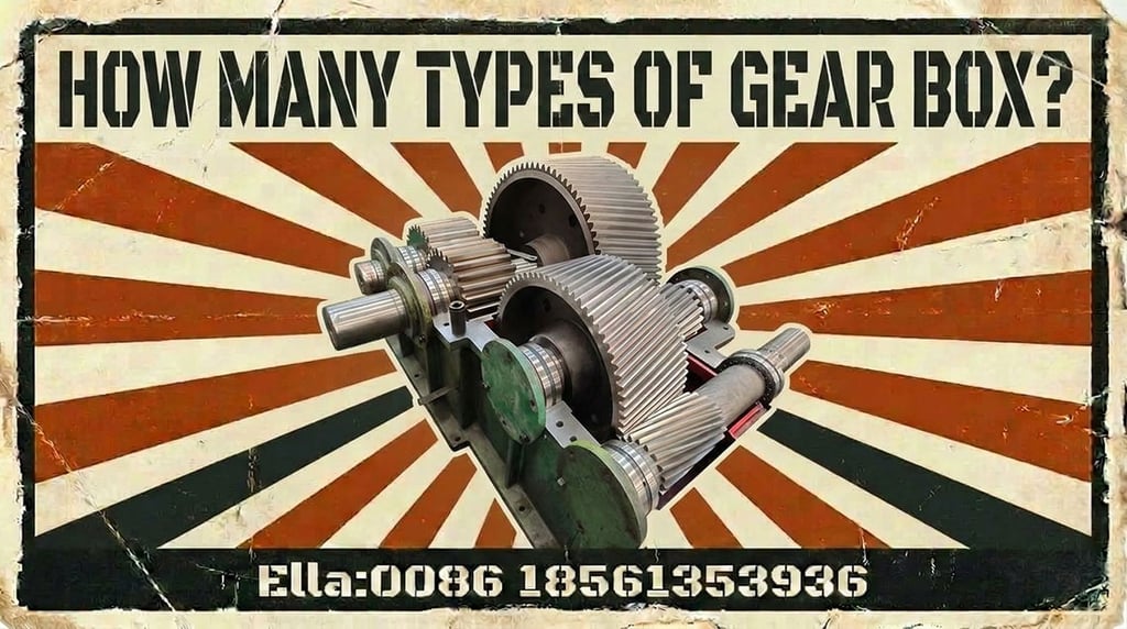 Collection of industrial gearbox types such as planetary, helical, and worm gear reducers.