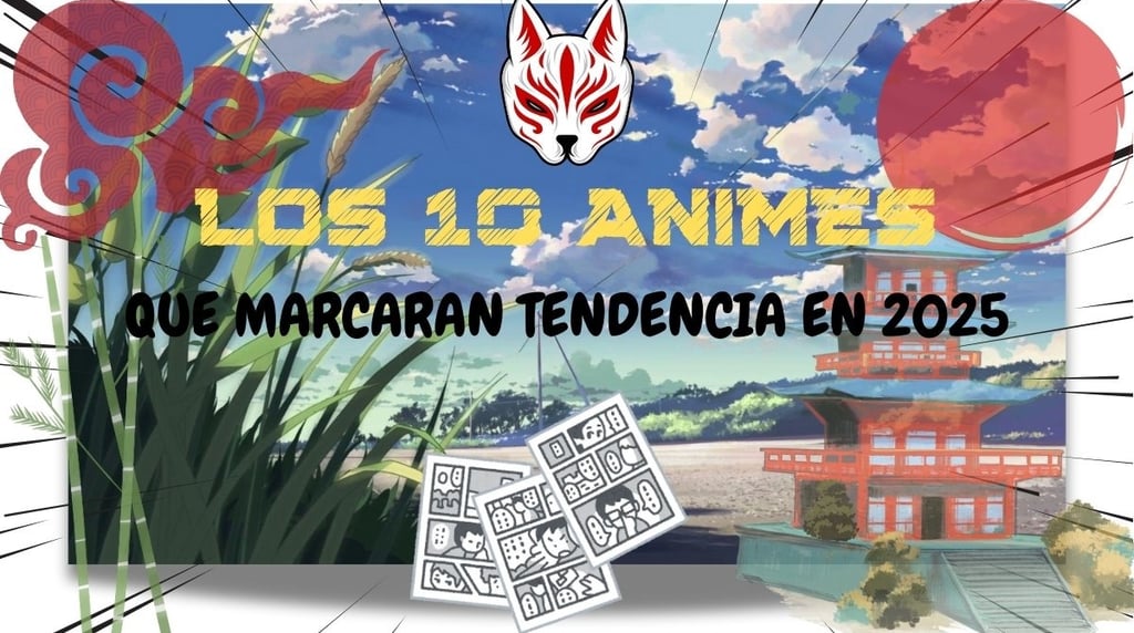 Imagen con estilo anime de un paisaje japonés con cielo azul, nubes y un templo rojo tradicional