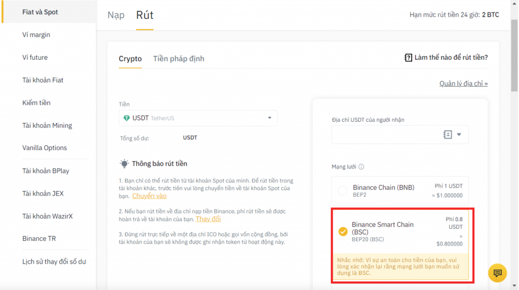 Xác nhận thông tin rút tiền từ Binance về Alo88