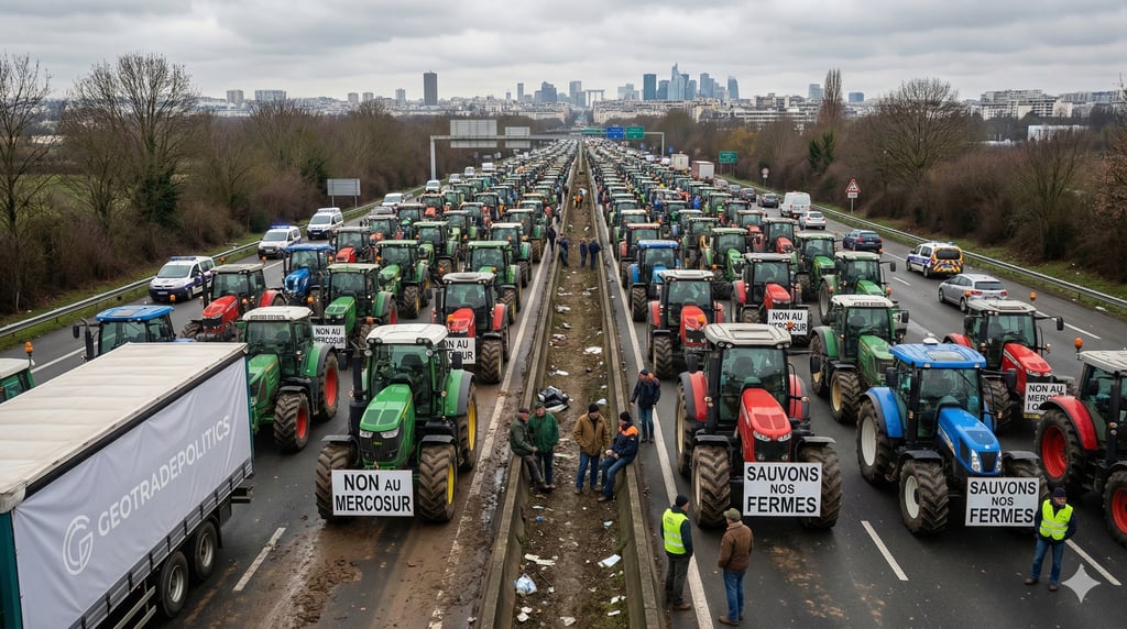 French Farmers Blockade Paris Roads with Tractors