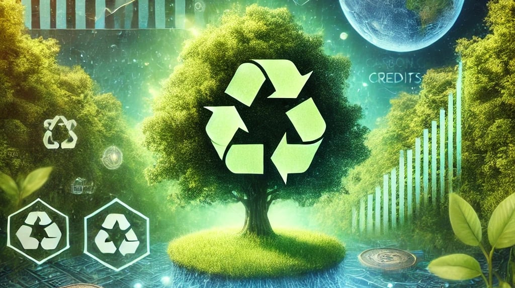a tree with a recycling symbol on it
