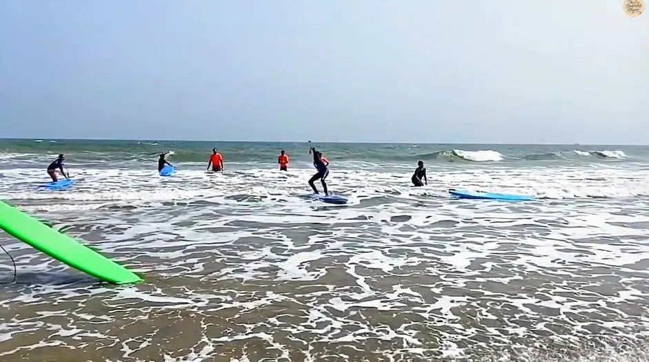 Surfing activity at Serenity Beach Pondicherry.