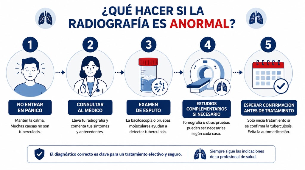 pasos a seguir cuando la radiografía de tórax muestra hallazgos sospechosos de tuberculosis