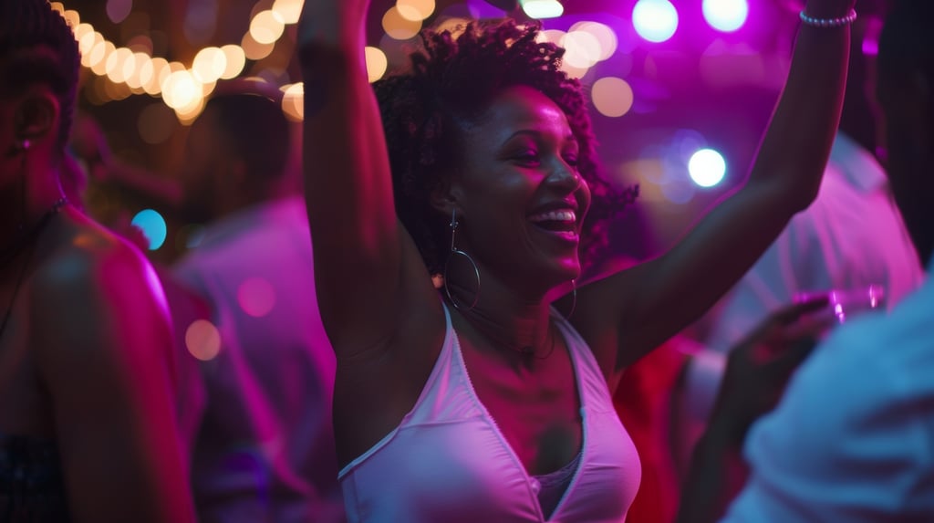 Woman enjoying nightlife in the Dominican Republic at a nightclub with music and dancing