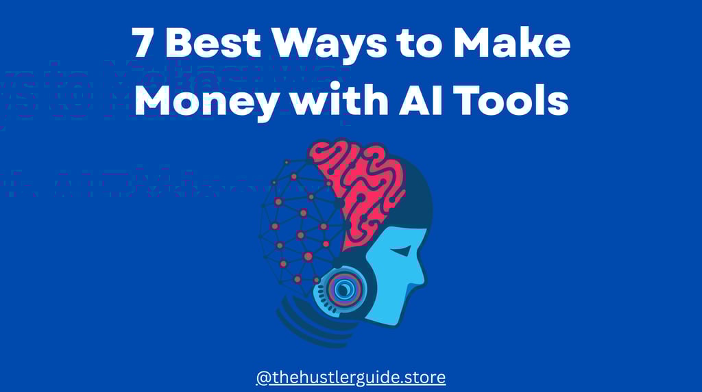 Illustration of a person using AI tools on a laptop to create content, manage social media, and gene