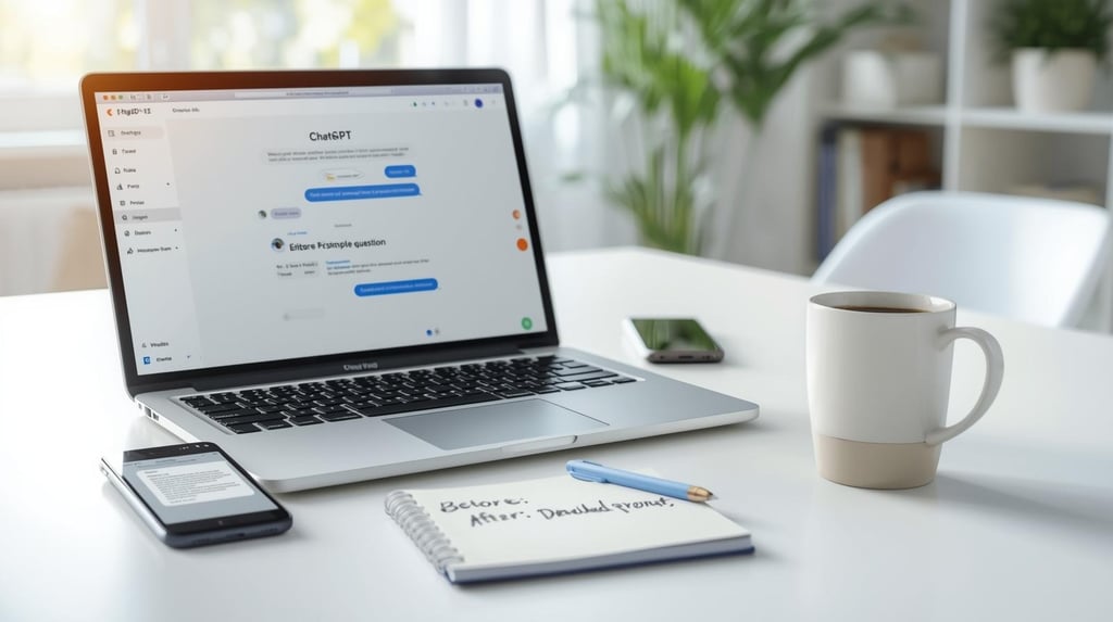 Prompt Genie Chrome extension interface on laptop and smartphone showing AI prompt optimization