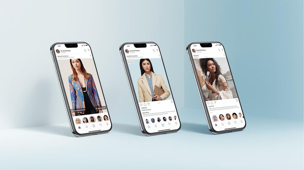 Multiple social media platforms displaying AI influencer content
