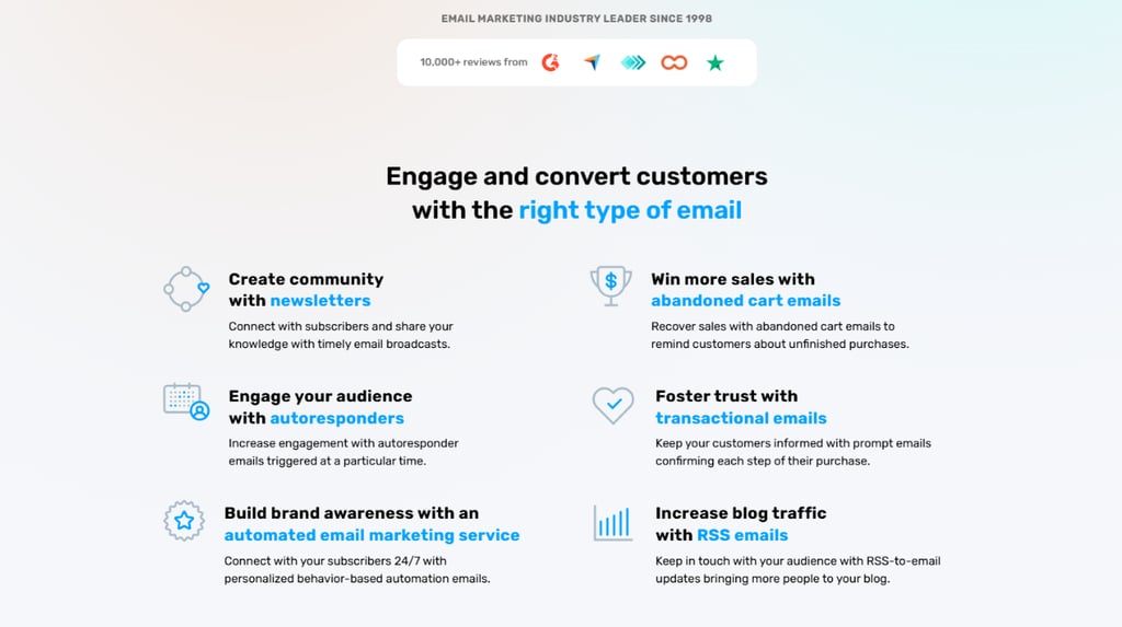 Image text saying engage and convert customers with the right type of email